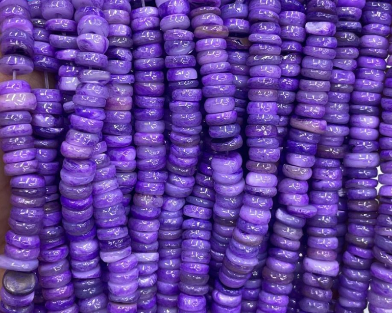 Бусины Перламутр тонированный цвет фиолетовый форма диск размер 6*2мм Фиолетовый