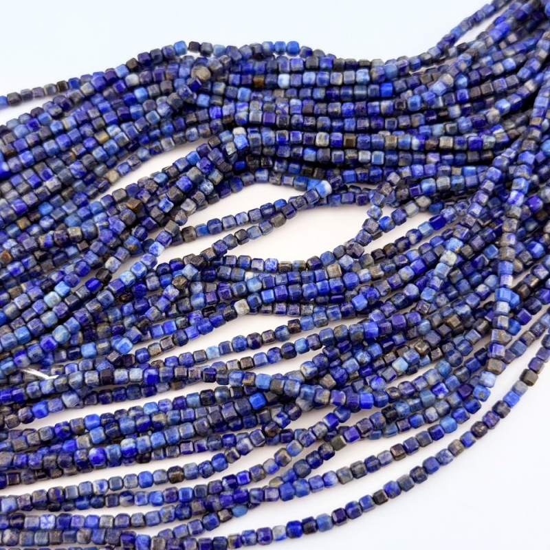 Бусины Лазурит АА граненый кубик размер  2,2мм